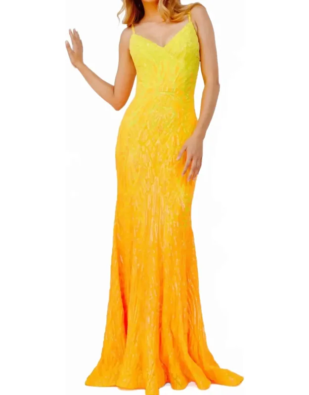 V Neck Sequin Prom Dress