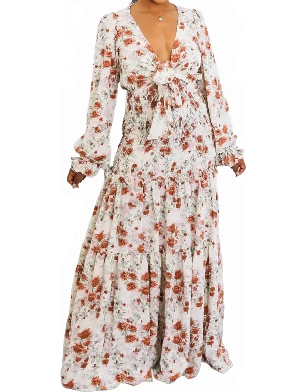 Floral Tie-front Maxi Dress
