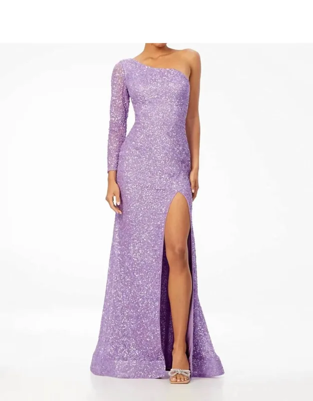 One Shoulder Sleeve Prom Dress