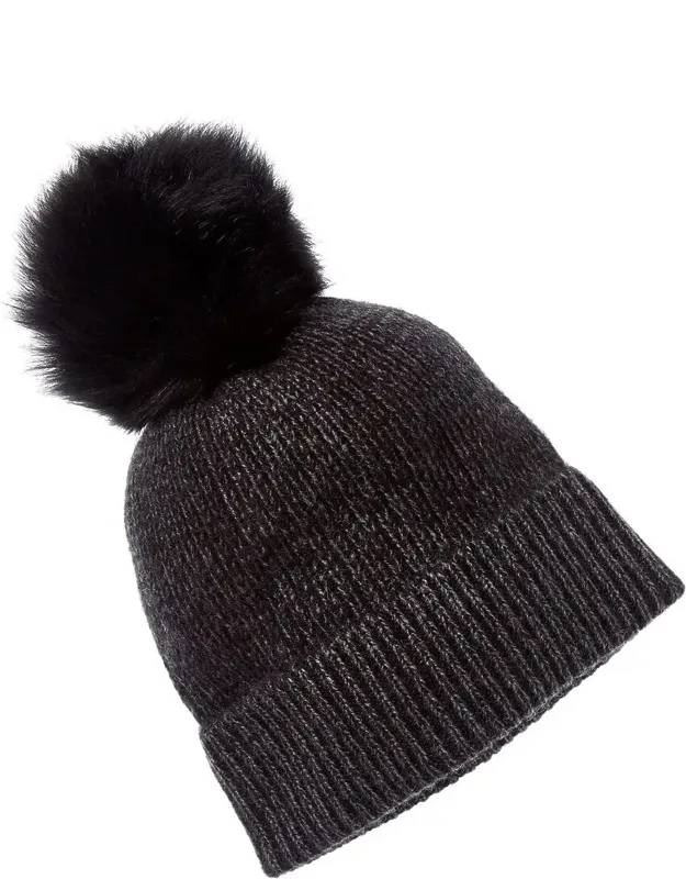 2-tone Ribbed Cuffed Cashmere Hat