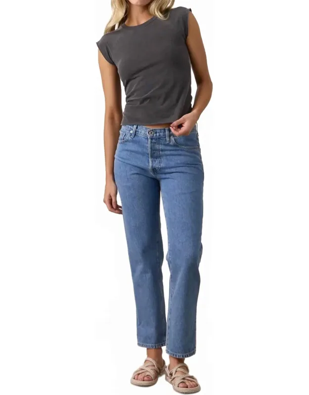 Mid Rise Slouchy Straight Jeans