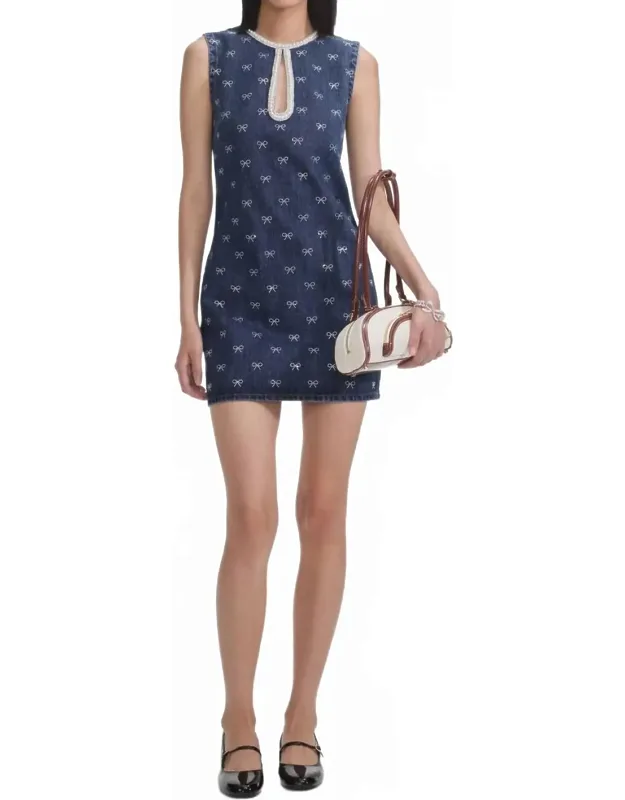 Denim Bow Mini Dress