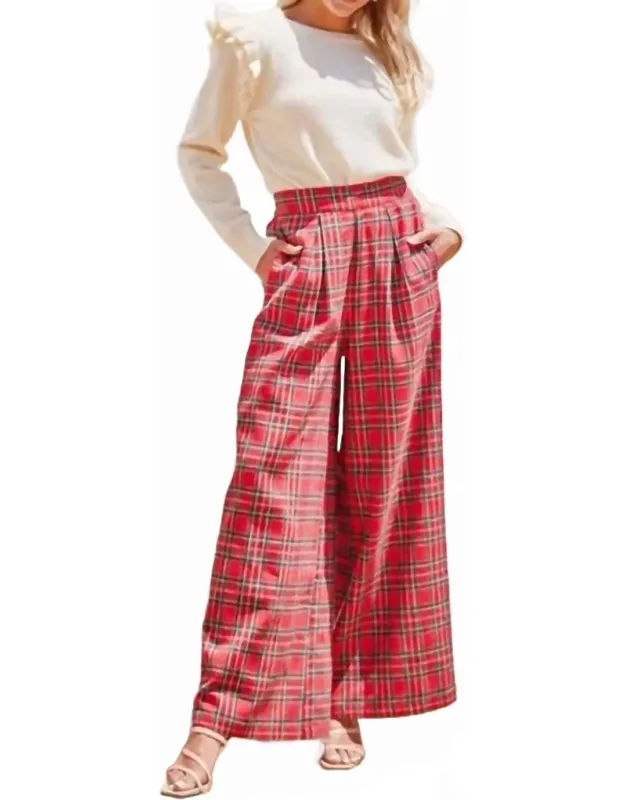 Check Wide Leg Pants