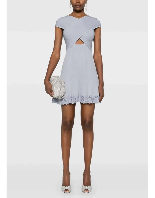 Knit Lace Insert Mini Dress