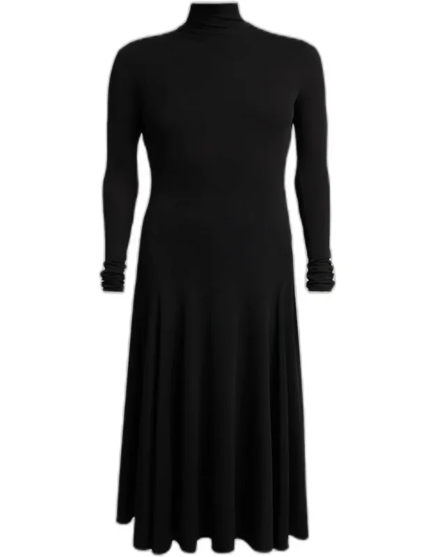 Heart Cutout Turtleneck Long-sleeve Maxi Dress
