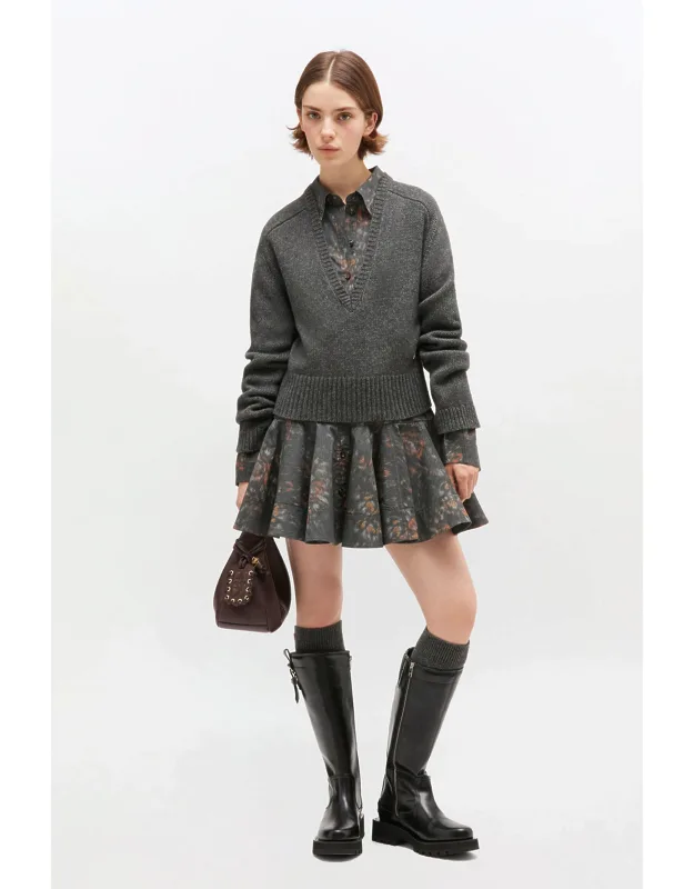 Mixed V-neck Jumper