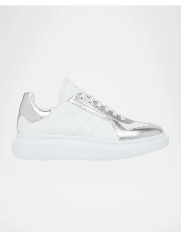 Metallic-trim Leather Low-top Sneakers