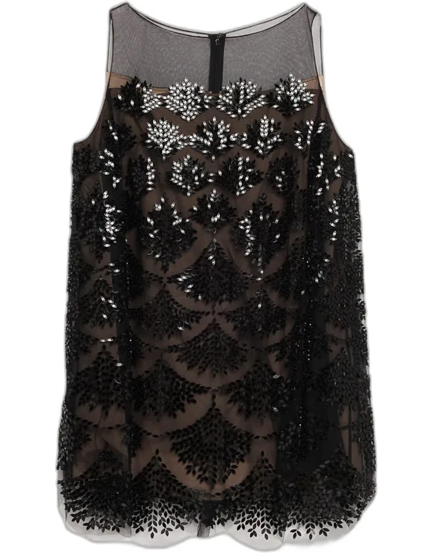 Embroidered Sleeveless Mini Shift Dress