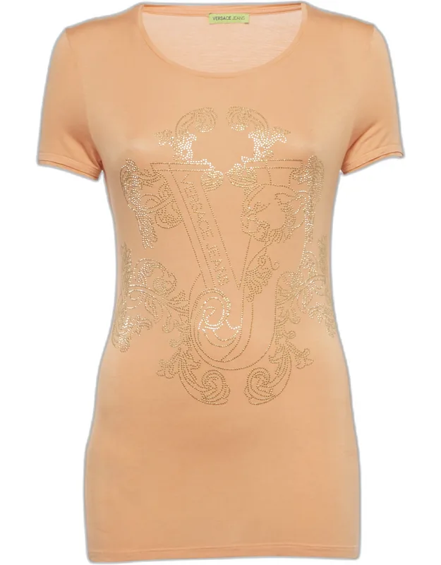 Orange Studded Jersey T-shirt