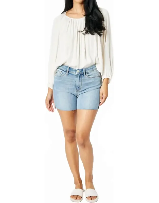 Cut Off Side Slit Jean Shorts