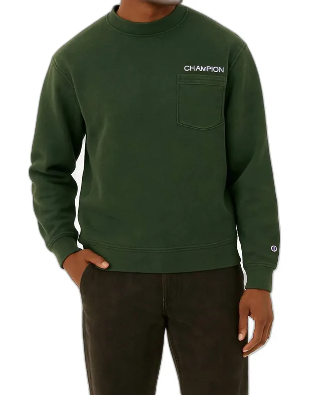 Washed Pocket Crewneck Sweatshirt