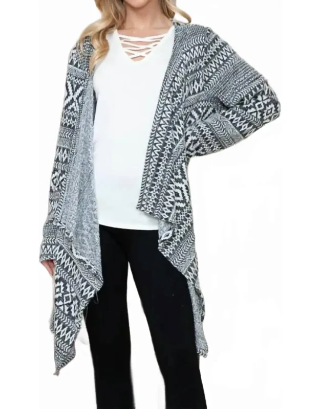 Aztec Print Open Cardigan