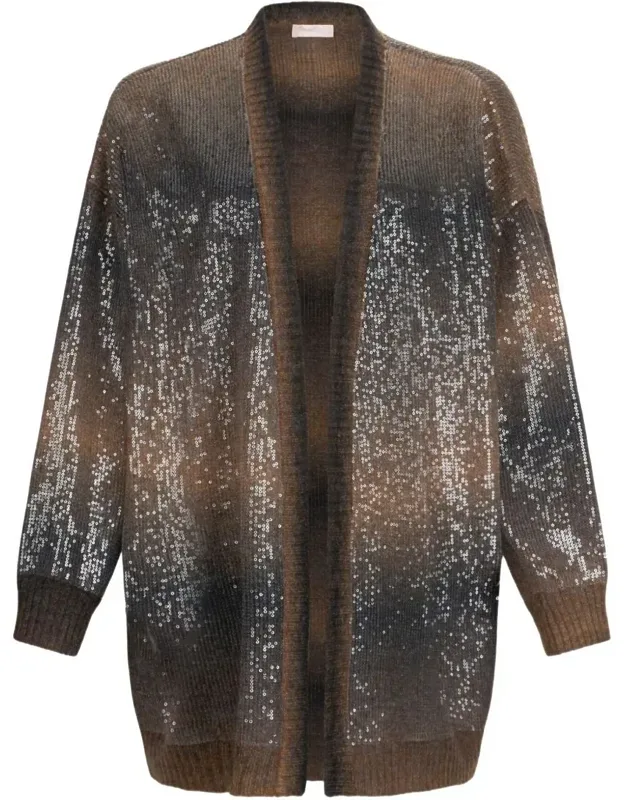 Sweater Sequin Embellishment Open Front