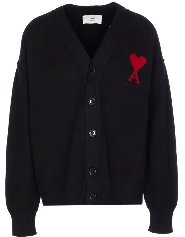 Ami Paris Sweater With Closure And Long Sleeves