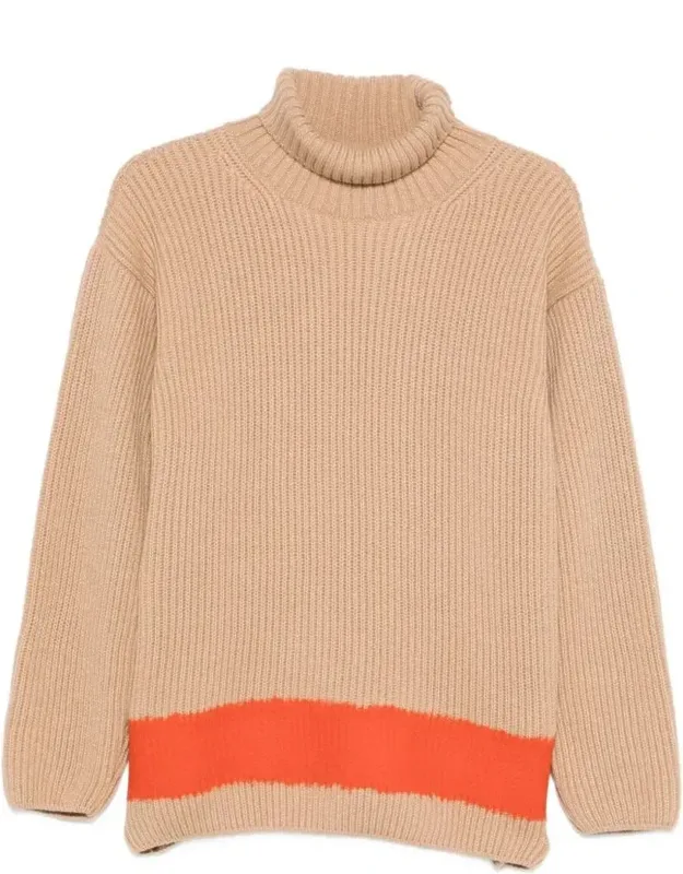 Turtleneck Sweater With Color Block Detail