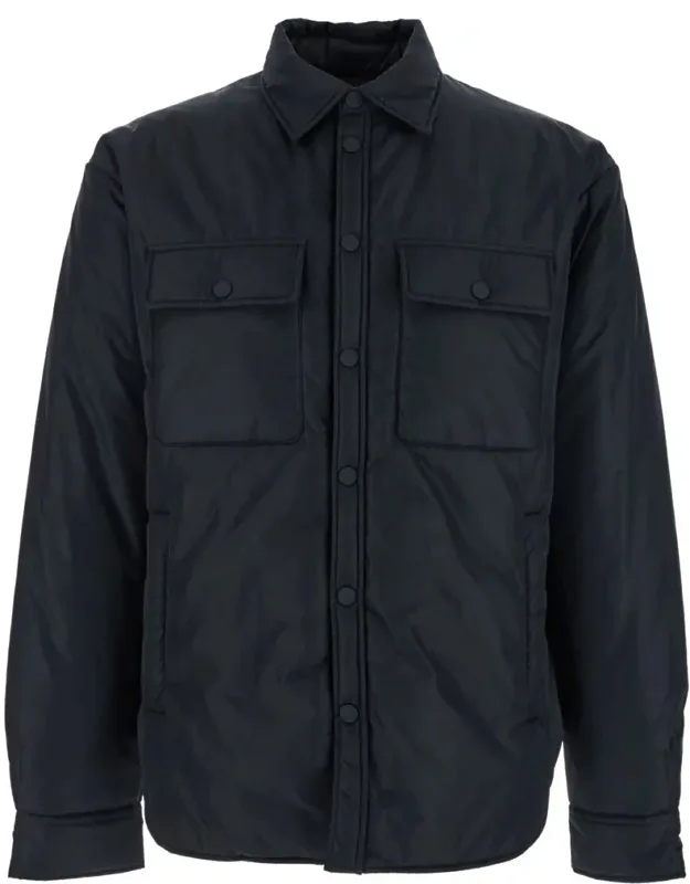 Jacket With Classic Collar And Logo Print On The Rear In Tech Fabric