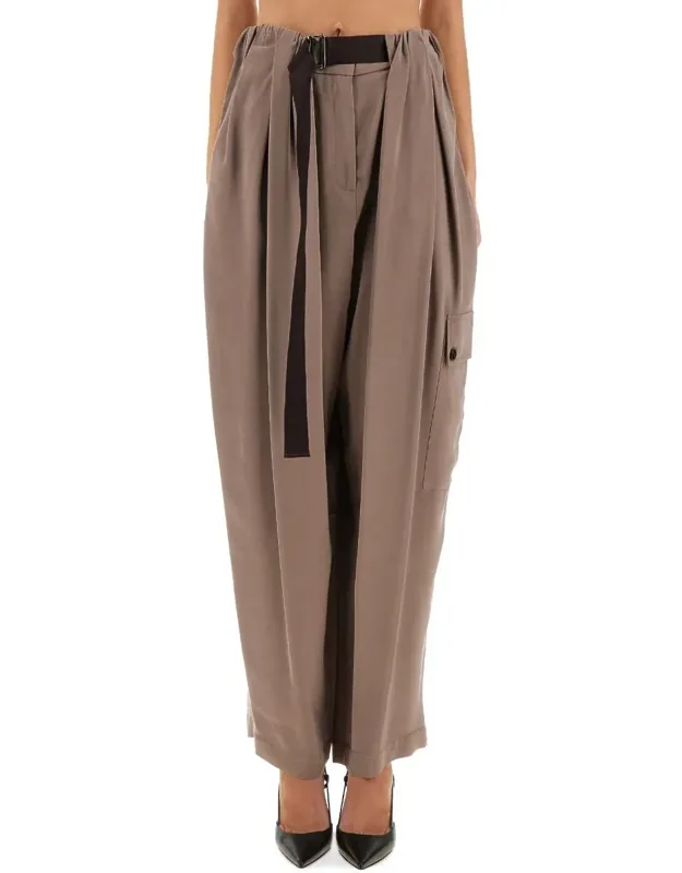 Cargo Pants With Ruffled Effect