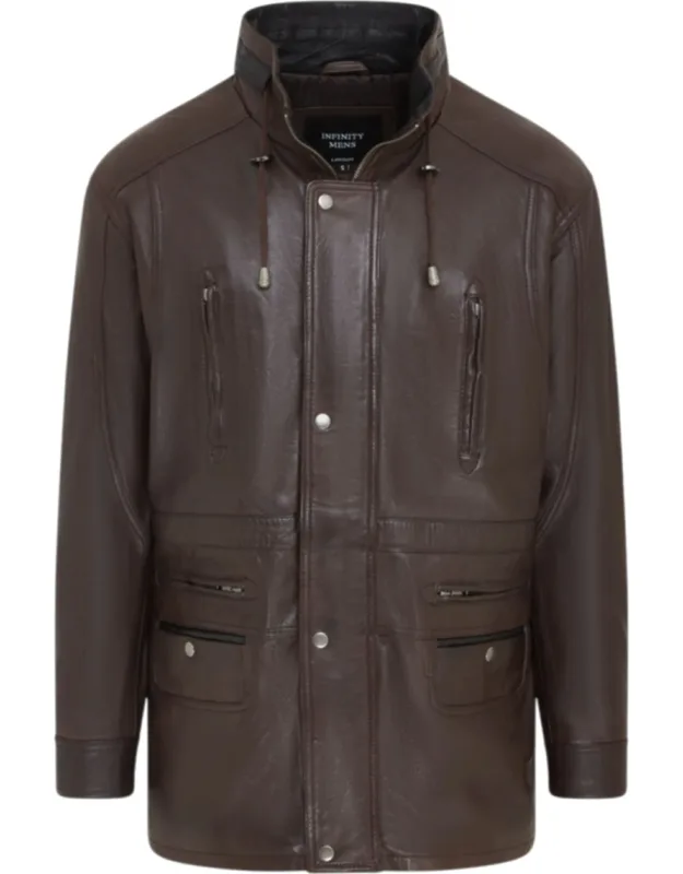 Soft Italian Leather Parka Coat