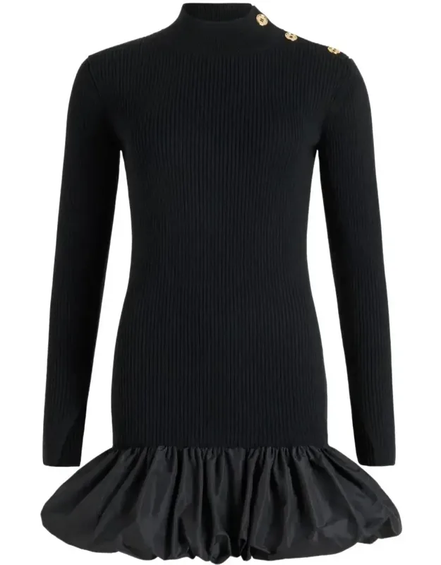 Ruffle Hem Ribbed Mini Dress