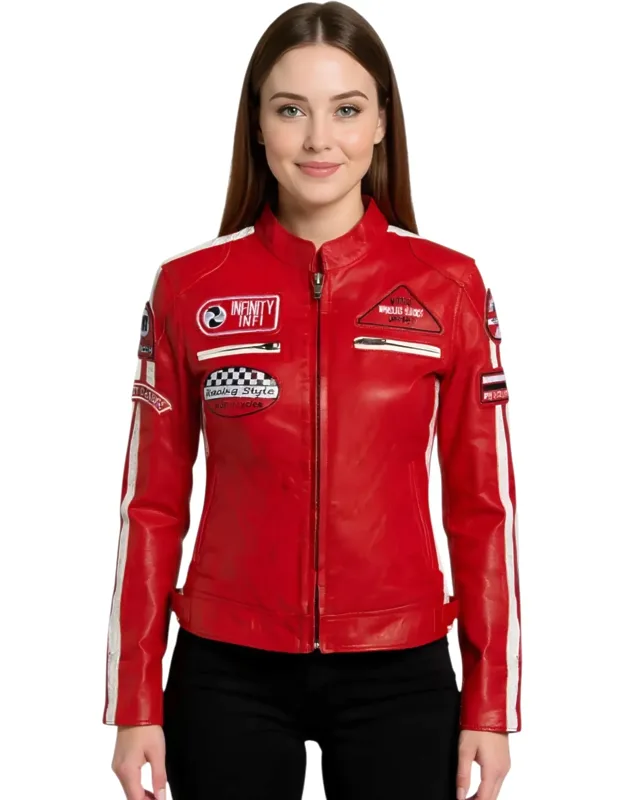 Biker Racing Badges Jacket-dalby With Premium Nappa Leather And Distinctive Racing Badges