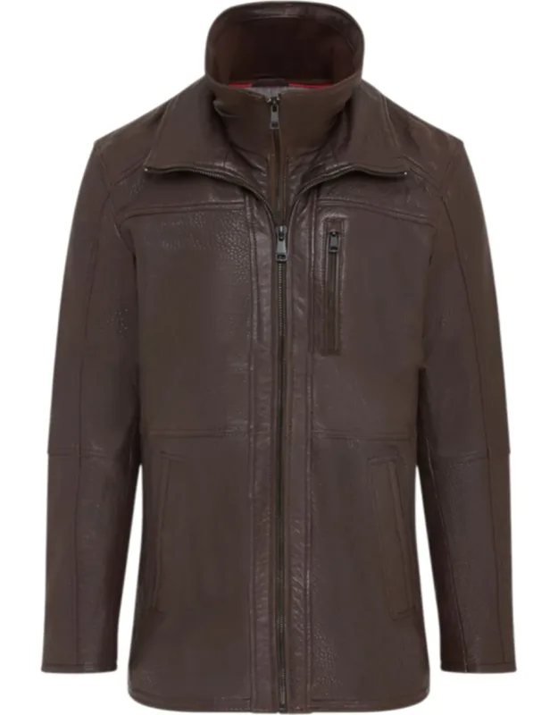 Warm Mid-length Leather Coat