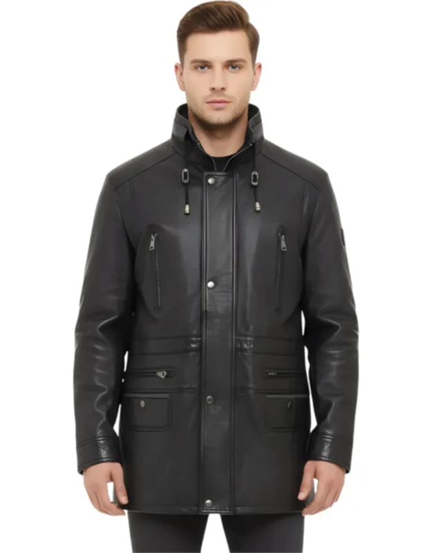 Soft Italian Leather Parka Coat