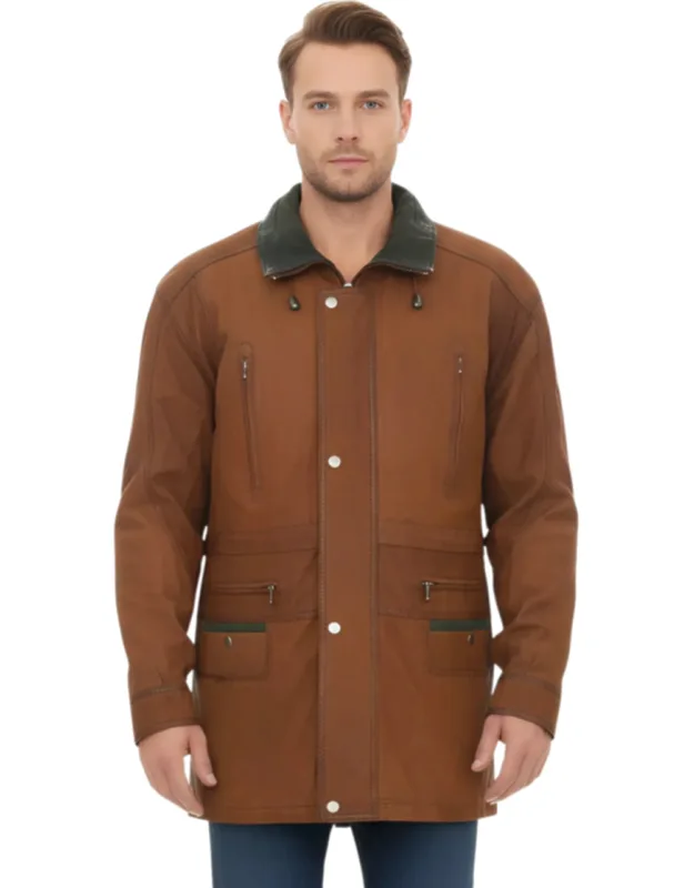 Nubuck Leather Parka Coat