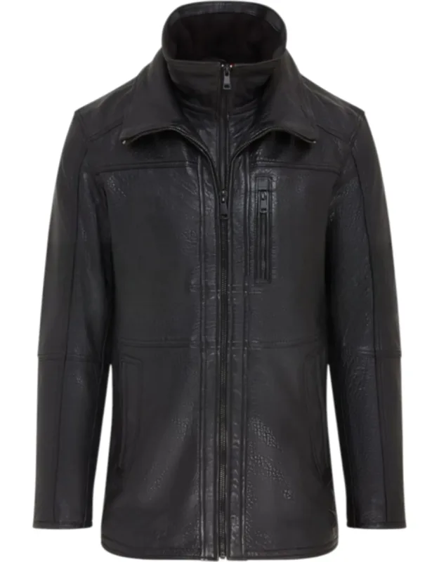 Warm Mid-length Leather Coat