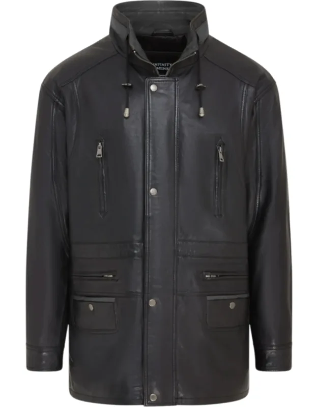 Soft Italian Leather Parka Coat