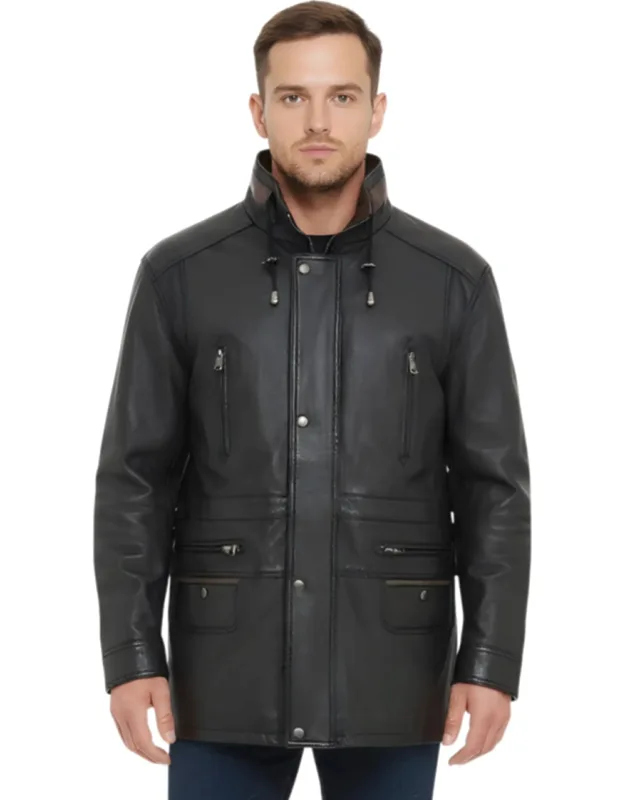 Soft Italian Leather Parka Coat