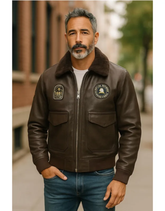 Leather Bomber Aviator Jacket