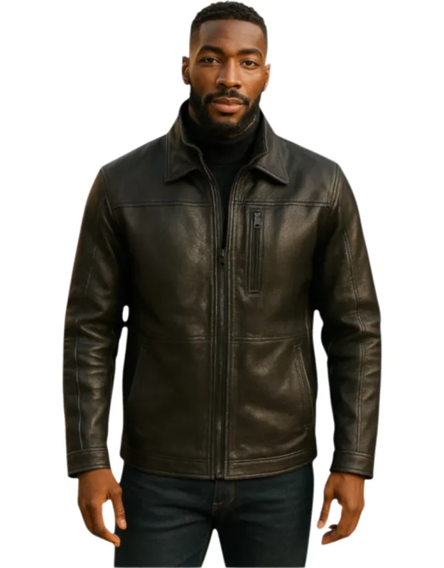 Warm Mid-length Leather Coat
