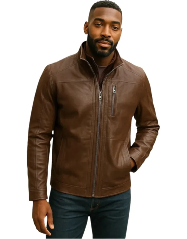Warm Mid-length Leather Coat