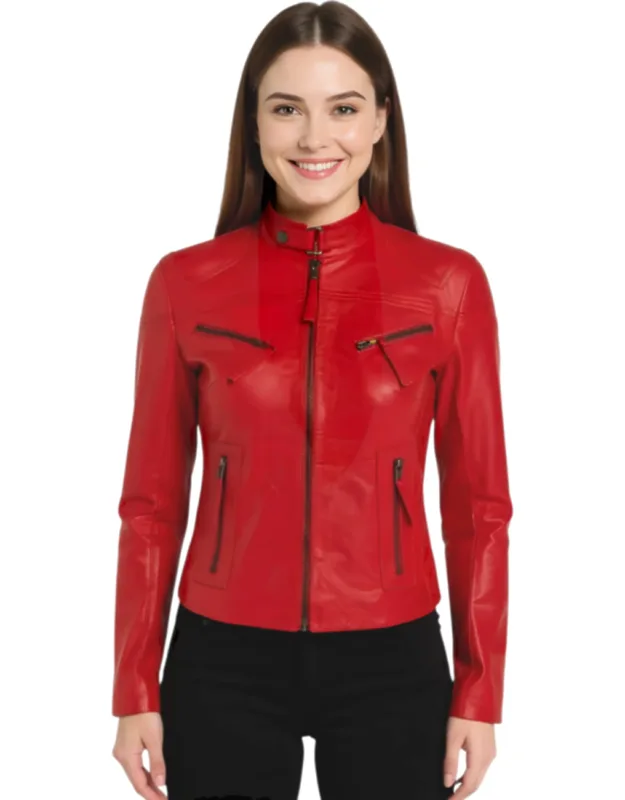 Casual Slim-fit Leather Biker Jacket