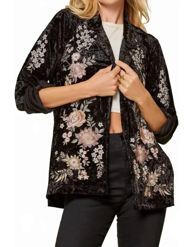Embroidered Velvet Blazer
