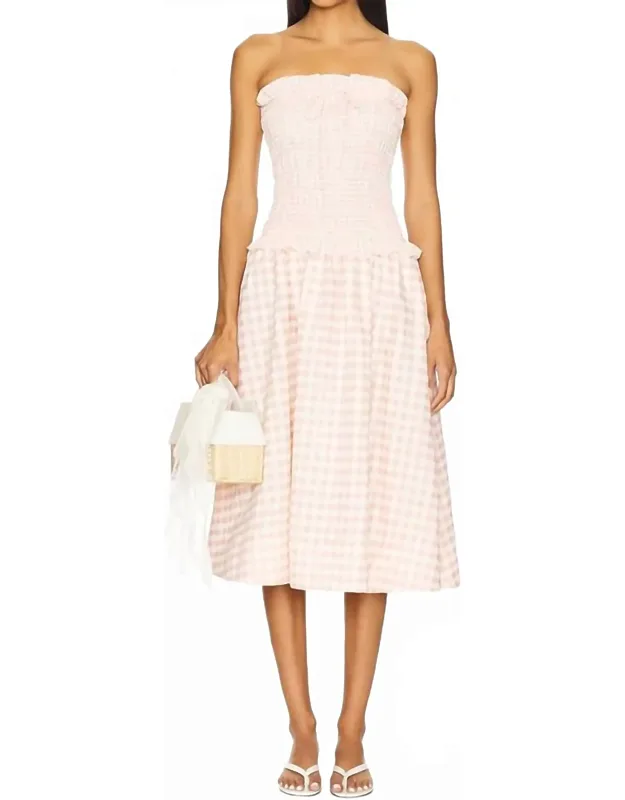 Petal Gingham Midi Dress
