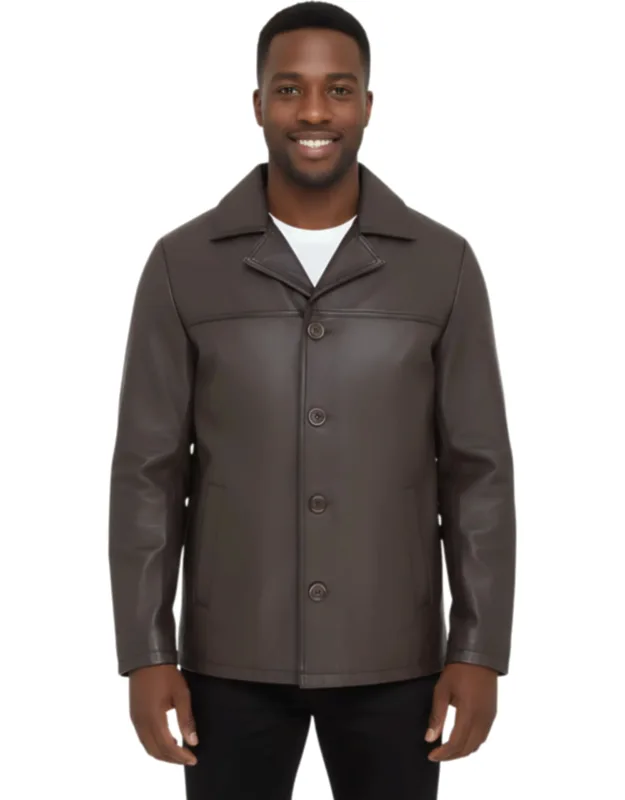 4-button Italian Leather Blazer Jacket