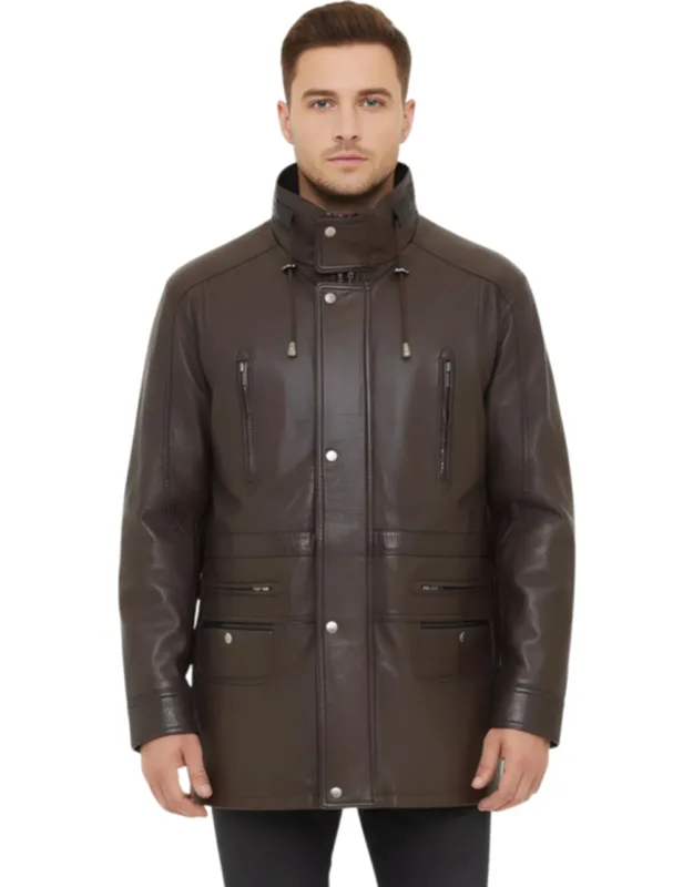 Soft Italian Leather Parka Coat
