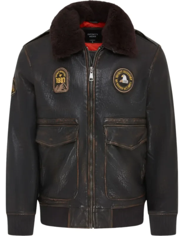 Leather Bomber Aviator Jacket