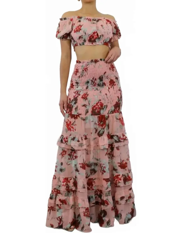 Floral Scrunch Skirt Set