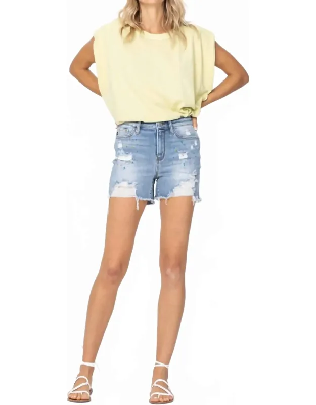 Paint Splash Jean Shorts
