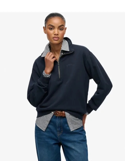 Essential Logo Garment Dye Half Zip Jumper
