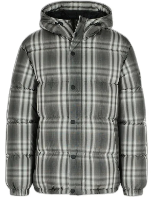 Gradient 'check' Hooded Down Jacket