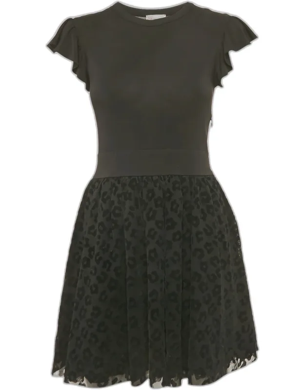Jersey Flock Tulle Mini Dress
