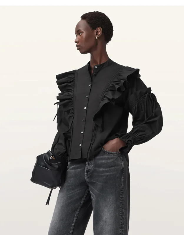 Ruffled Cotton Shirt