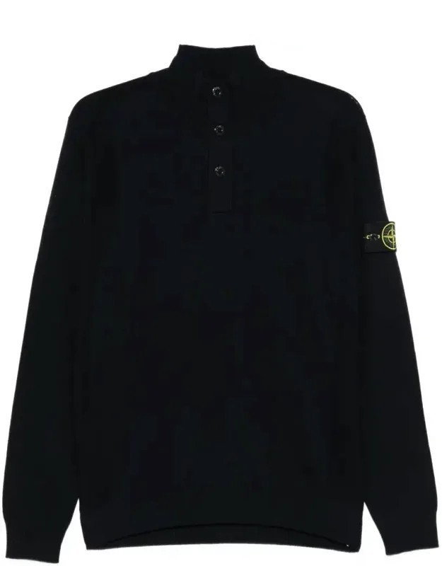 Stone Island Sweater With Stand Collar And Ribbed Cuffs