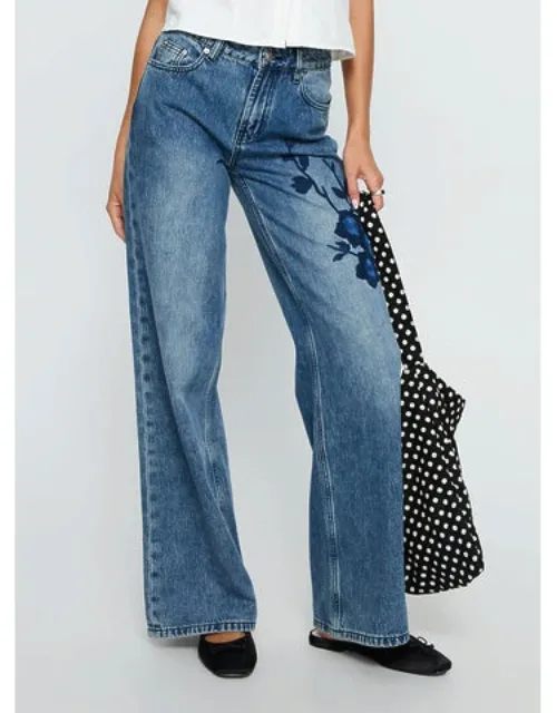 Floral Patchwork Denim Jeans