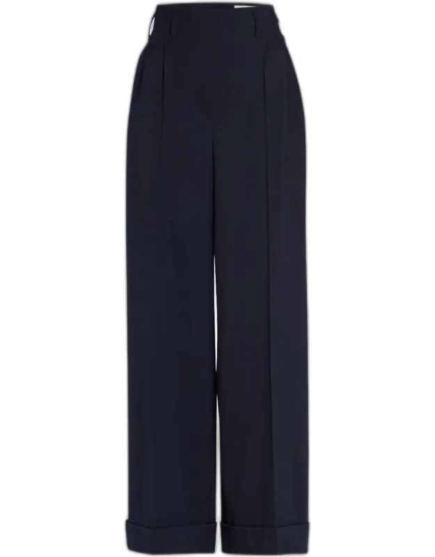 Wide-leg Cuffed Pants
