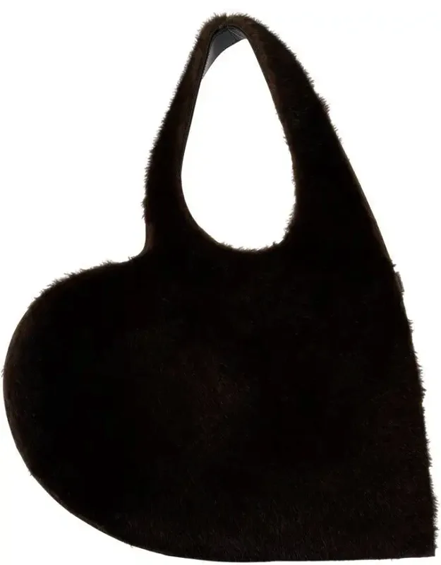 Faux Fur Heart Shoulder Bag