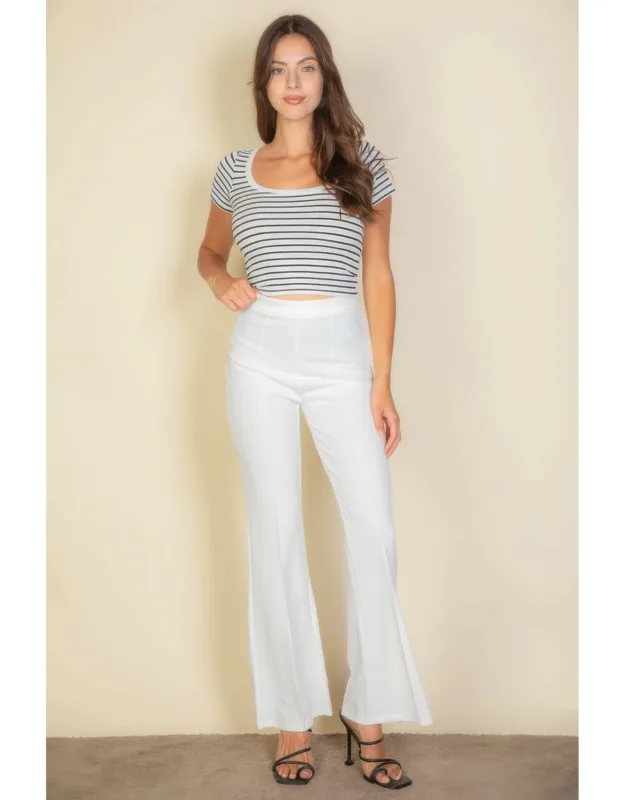 High Waist Stretch Crepe Flare Pants